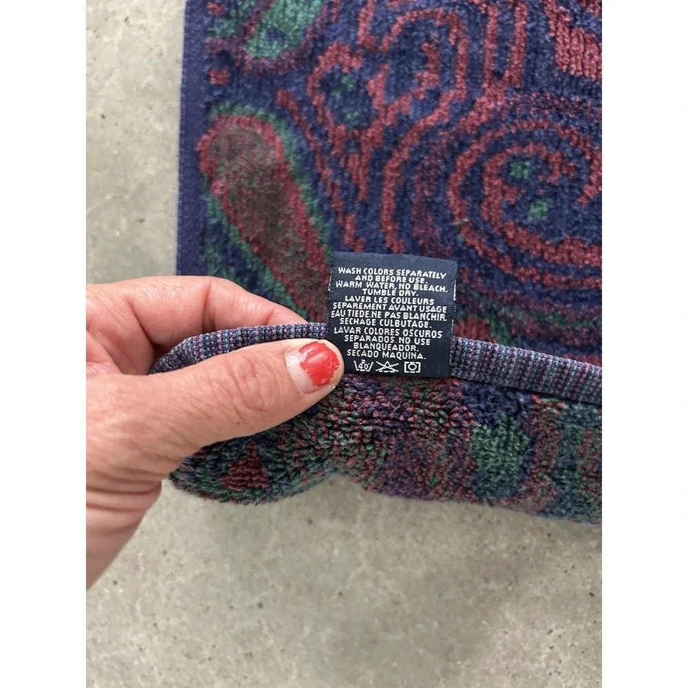 Vintage Ralph Lauren Paisley Medallion Bath Towel Jewel Tone Cotton